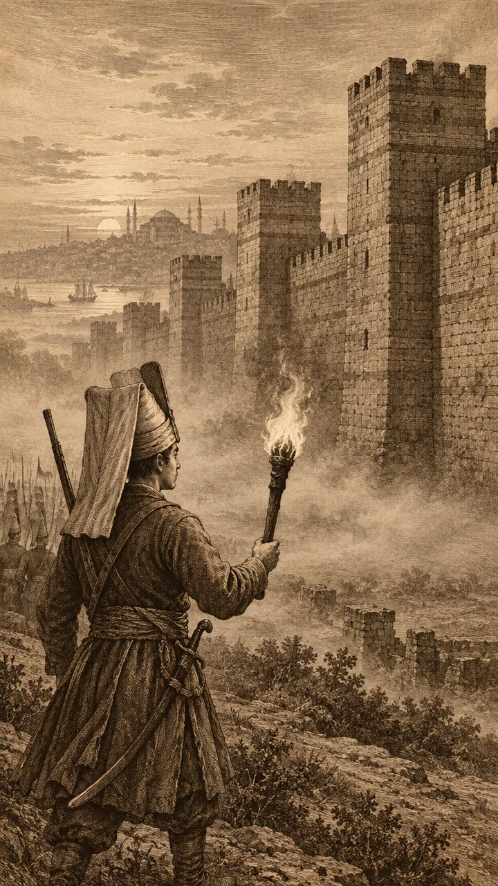 Gravür tarzında tarih anlatımı görseli örneği